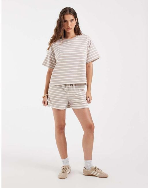 Pieces White Boxy Sweat T-shirt Co-ord