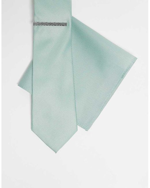 ASOS Stropdas Met Pochet En Dasspeld in het Blue voor heren