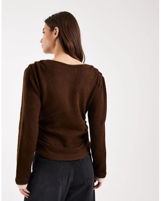 ASOS Brown Double Layer Cinched Sweater