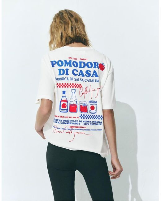 Pull&Bear White Pomodoro Graphic T-shirt