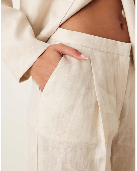 Pantalones De Sastre De Pernera Ancha Con Pinzas Delanteras De (Parte De Un Conjunto)-Neutro Mango de color Natural
