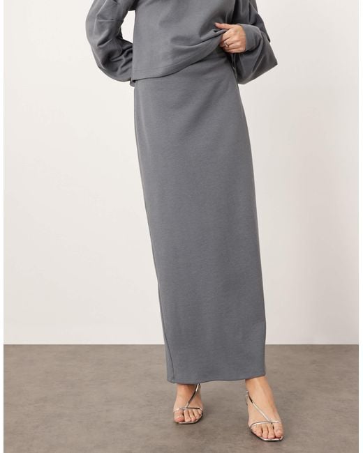 ARRANGE White Premium Heavy Weight Textured Jersey Column Maxi Skirt Co-ord