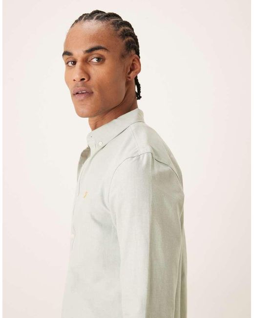 Farah Natural Brewer Long Sleeve Logo Shirt for men