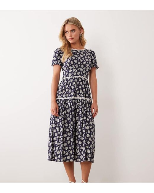 Nobody's Child Petite Blue Dara Cap Sleeve Midi Dress