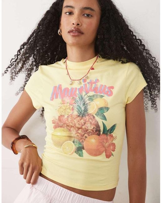 ASOS Brown Baby Tee With Mauritius Fruit Graphic