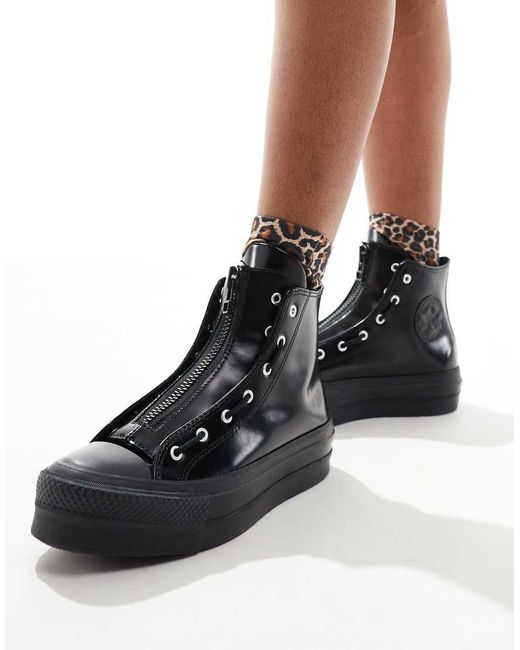 Converse Black Chuck Taylor All Star Hi Lift Leather Trainers