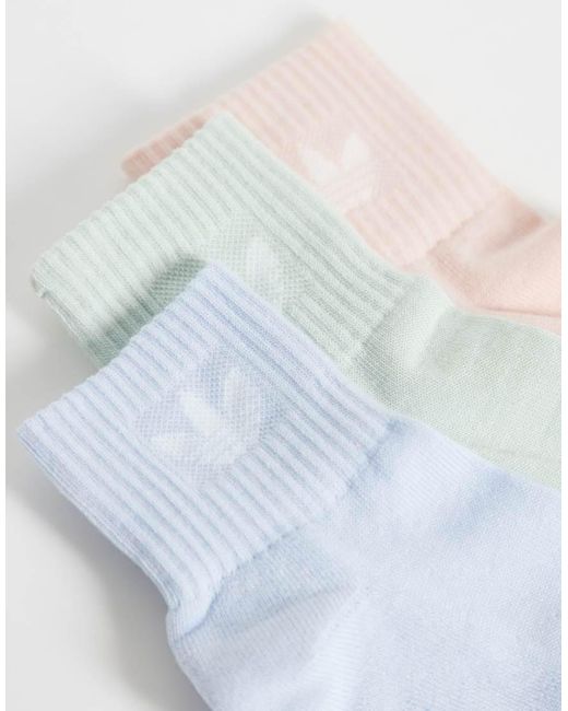 Adidas Originals White 6 Pack Trefoil Ankle Socks