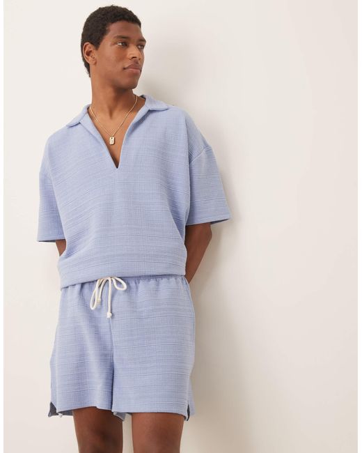 ASOS Blue Oversized Linen Look 7cm Short for men