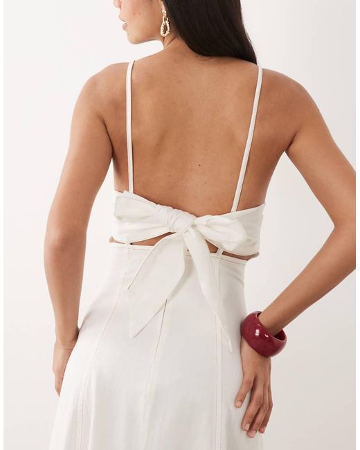 ASOS White Denim Midi Dress With Heart Bust Detail