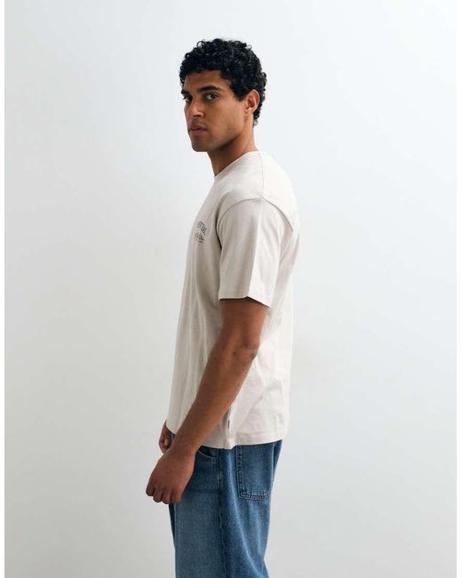 Jack & Jones Gray Essentials Backprint T-shirt for men