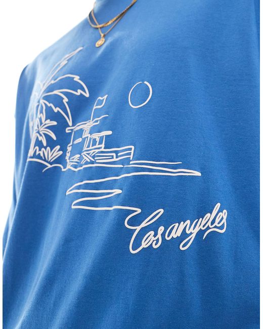 T-shirt oversize avec imprimé paysage los angeles à l'avant ASOS pour homme en coloris Blue
