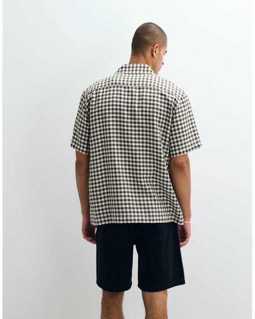 SELECTED White Linen Blend Short Sleeve Shirt for men
