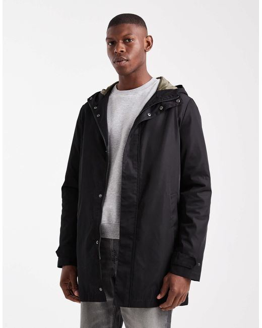 Parka à capuche Threadbare pour homme en coloris Black