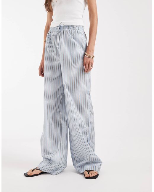 Pantalon ample à rayures ONLY en coloris White