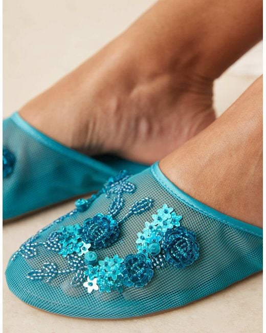 ASOS Blue Lilyana Embellished Mule Ballet