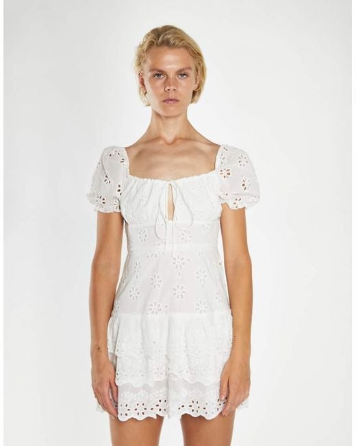 Collective The Label White Milkmaid Broderie Mini Dress