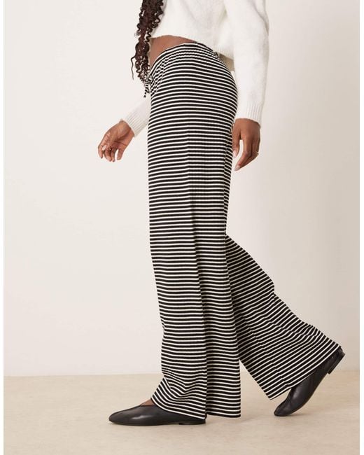 Gina Tricot Gray Supersoft Jersey Wide Leg Trousers With Drawstring Waist