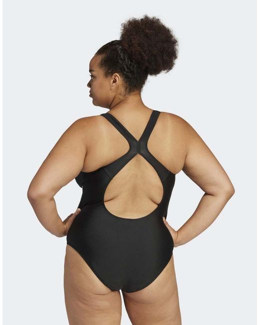 Adidas Originals Black 3-Stripes C-Back Swimsuit (Plus Size)