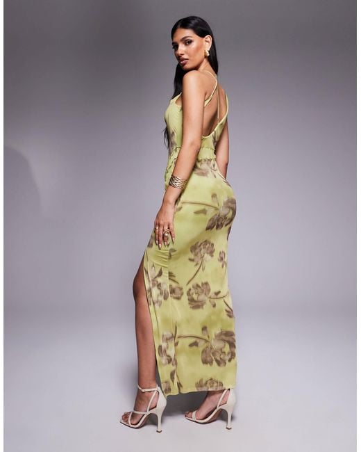 ASOS Multicolor Wrap Neck Detail With Exposed Seams Maxi Dress