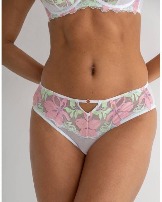Pour Moi Natural Roxanne Embroidered High Leg Mesh Brief