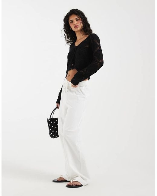 Vero Moda Black Tie Front Patterned Crochet Cardigan