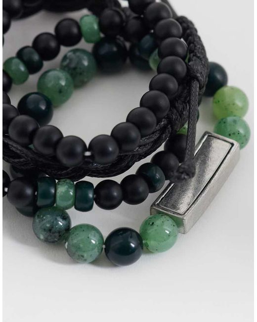 ASOS White 4 Pack Beaded And Rope Bracelets for men