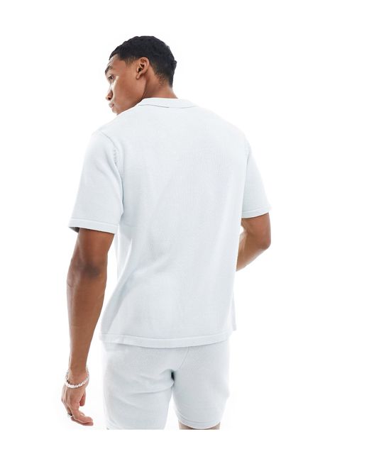 ASOS White Co-ord Midweight Knitted Cotton Half Zip Polo for men