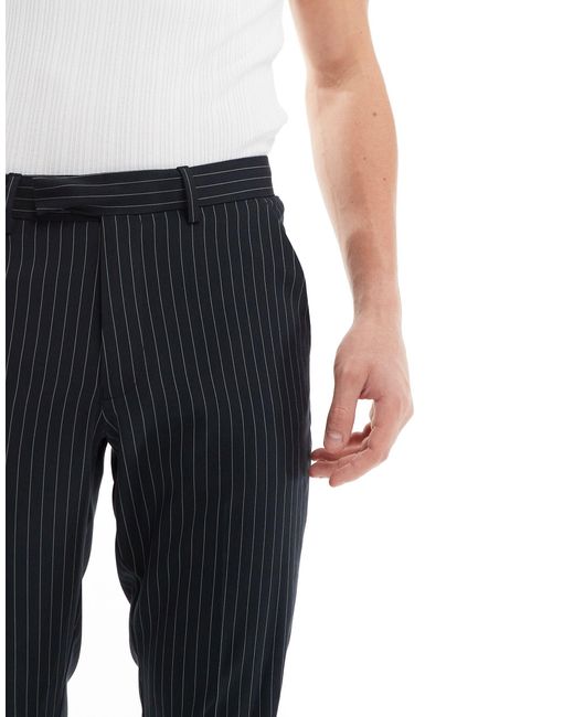 ASOS Black Skinny Pinstripe Smart Pants for men