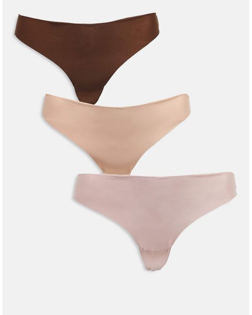 ASOS Natural Asos Design Curve 3 Pack No Vpl Thong