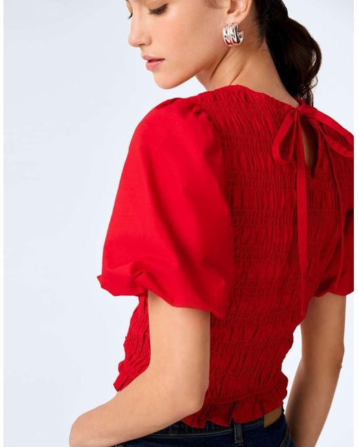 OMNES Tops Nicola Shirred Cotton Short Sleeve Top