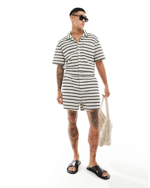 ASOS Gray Stripe Textured Boilersuit for men