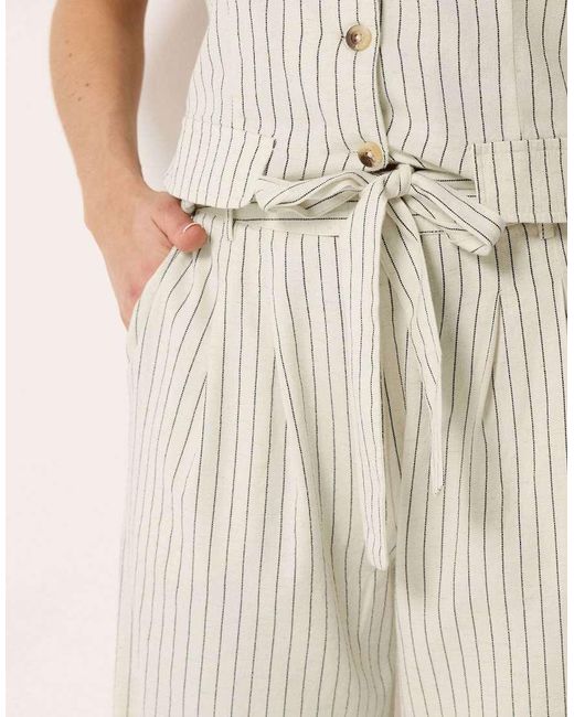 Long Tall Sally Natural Pinstripe Wide Leg Trousers
