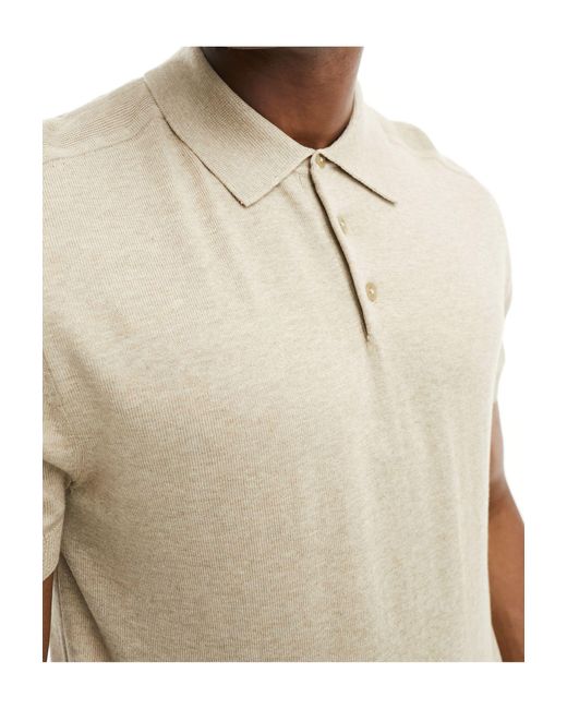 SELECTED Natural Knitted Polo for men
