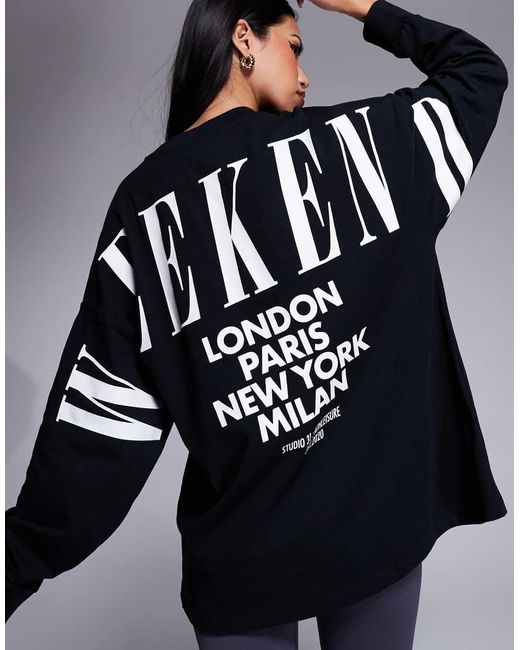 ASOS Black Weekend Collective Icon Oversized Long Sleeve T-shirt With Stacked Back Logo