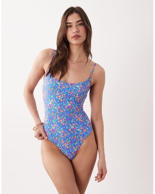 Kulani Kinis Blue Electric Bloom Invisible Underwire Swimsuit