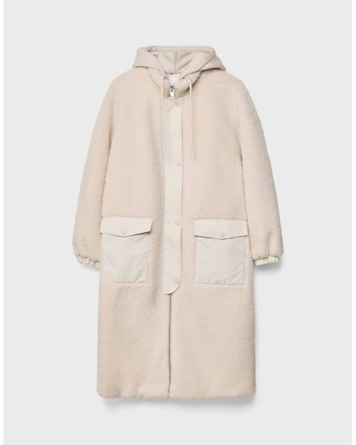 Stradivarius Green Long Faux Shearling Lined Coat