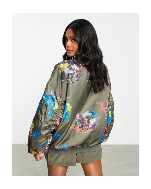 Ivy Park Adidas Originals X Unisex Printed Reversible Satin Bomber Jacket in Blue Lyst UK