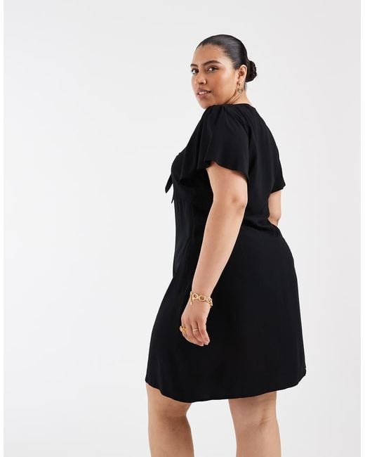 Vero Moda Black Easy Joy Short Sleeve Bow Front Mini Dress