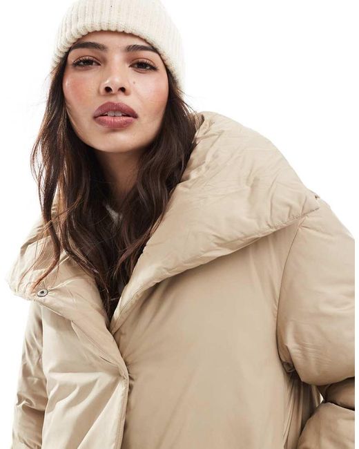 Vero Moda Natural Short Padded Jacket With Wide Sleeves