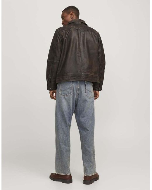 Jack & Jones Brown Leather Jacket for men