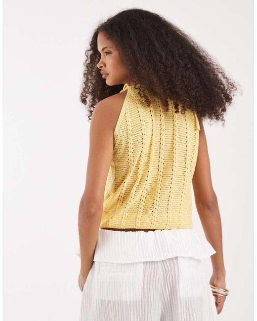 Vero Moda Multicolor Tie Shoulder Racer Crochet Knitted Singlet