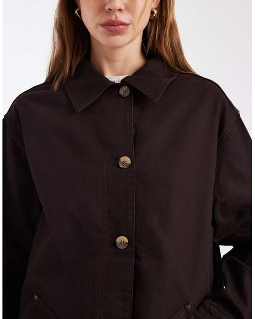 ASOS Black Oversized Cotton Harrington Jacket