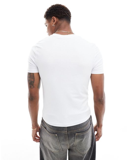 Camiseta blanca ajustada con estampado ASOS de hombre de color White