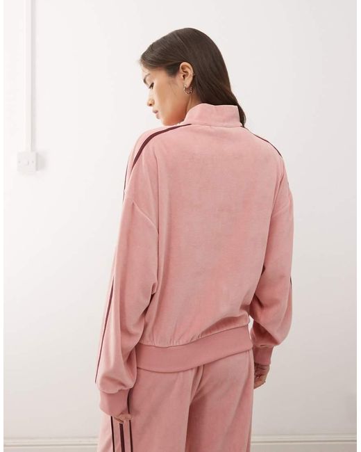 Collusion Pink Embroidered Velour Zip Through Co-Ord
