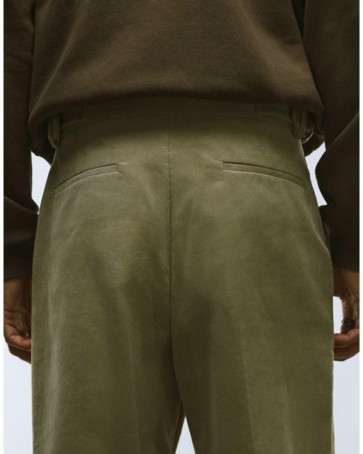 ASOS Green Smart Cotton Wide Leg Corduroy Pants for men