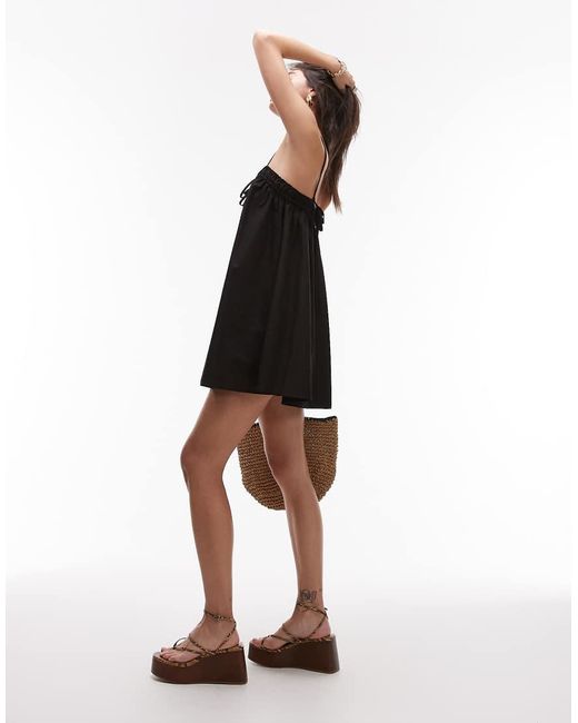 TOPSHOP Black Poplin Mini Sundress