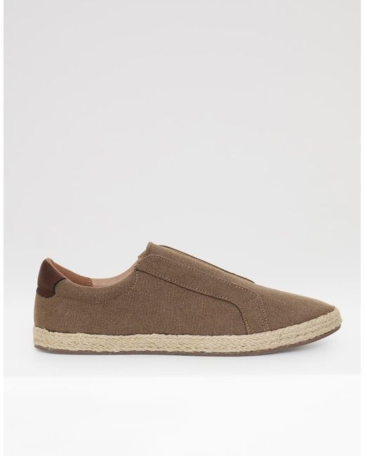 Threadbare Brown Cotton Canvas Slip On Espadrilles for men