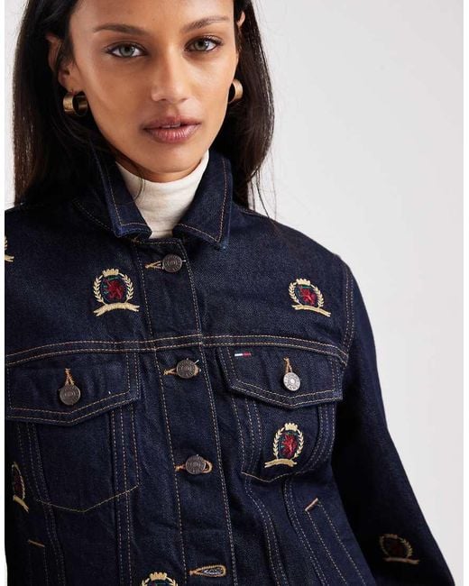Tommy Hilfiger Red All Over Crest Denim Jacket