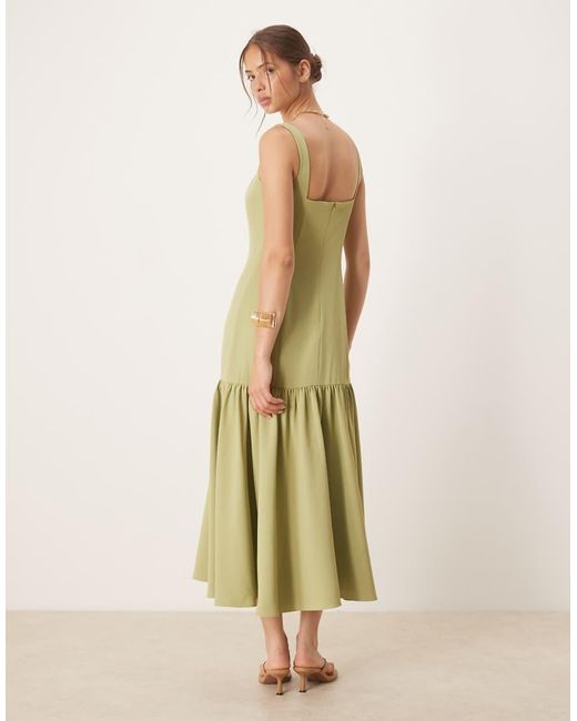 Six Stories Green Drop Hem Midaxi Dress