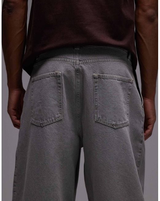 ASOS Gray Oversized Tapered Jeans for men
